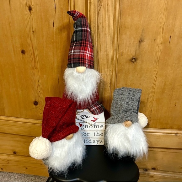 Other - 4 pc Set Festive Gnome Trio with Faux Book Set Gnome for the Holidays